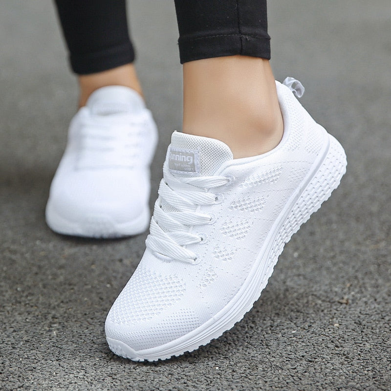 Damskie Białe Sneakersy - Lekkie Ortopedyczne Buty na Co Dzień z Komfortowym Wsparciem 1