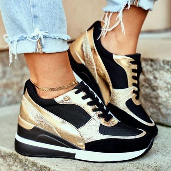 Damskie Ortopedyczne Sneakersy na Koturnie - Komfortowe Buty na Co Dzień z Nowoczesnym Designem 4