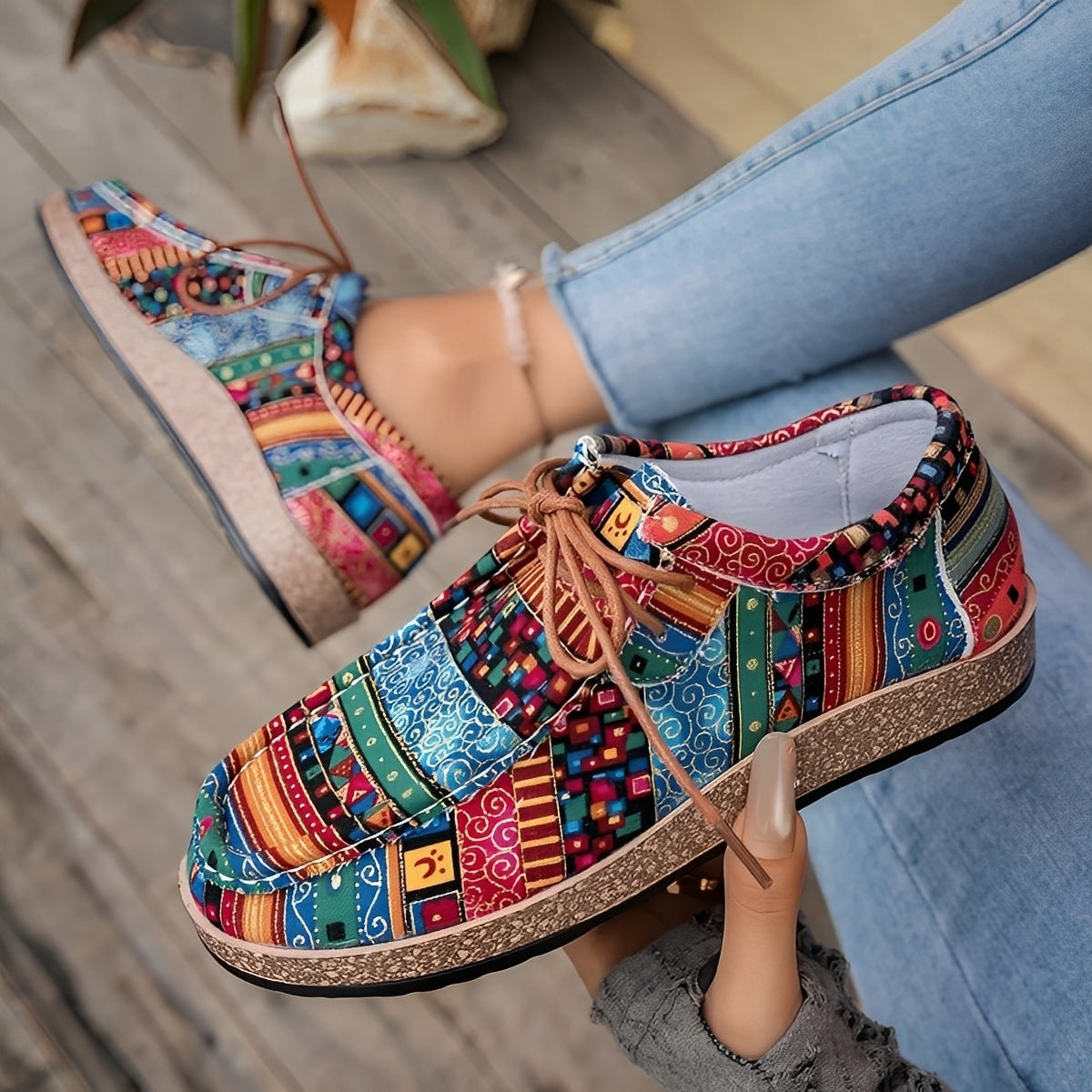 Emma | Kolorowe Etniczne Sneakersy Casual 0