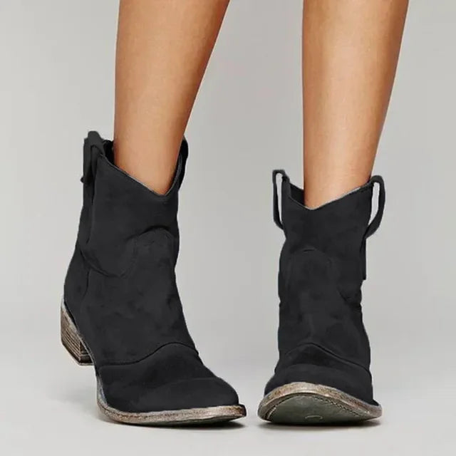 Emma | Zamszowe Botki Damskie w Stylu Western 1