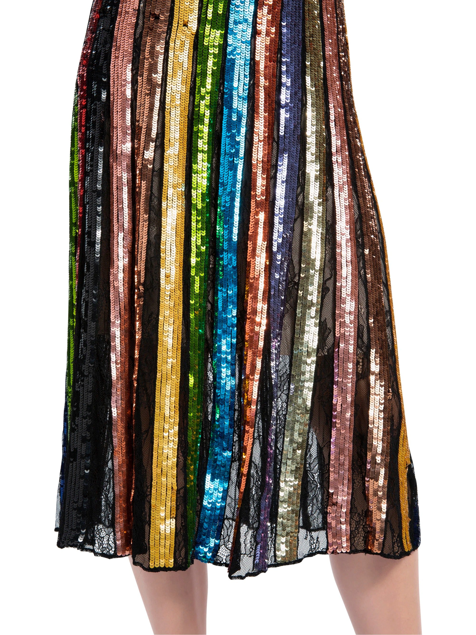 Multikolorowa spódnica maxi w cekinowe pionowe pasy
