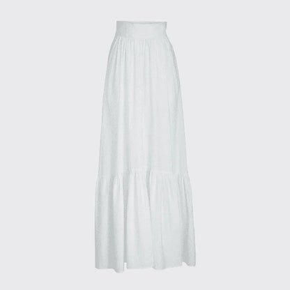 Biały komplet crop top z bufiastymi rękawami i spódnica maxi