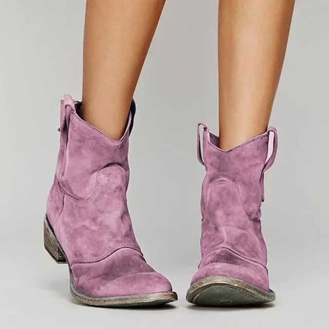 Emma | Zamszowe Botki Damskie w Stylu Western 4