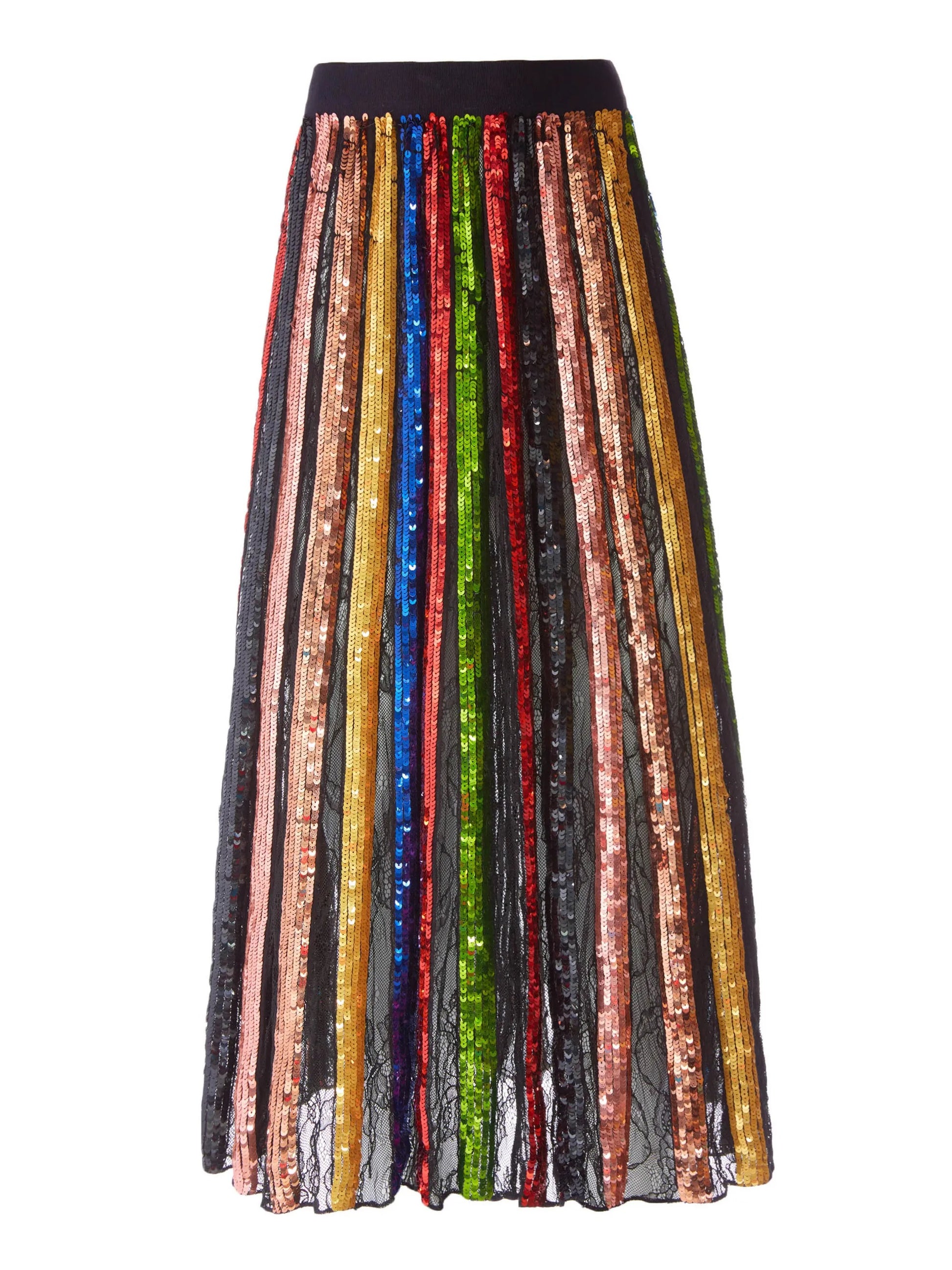 Multikolorowa spódnica maxi w cekinowe pionowe pasy