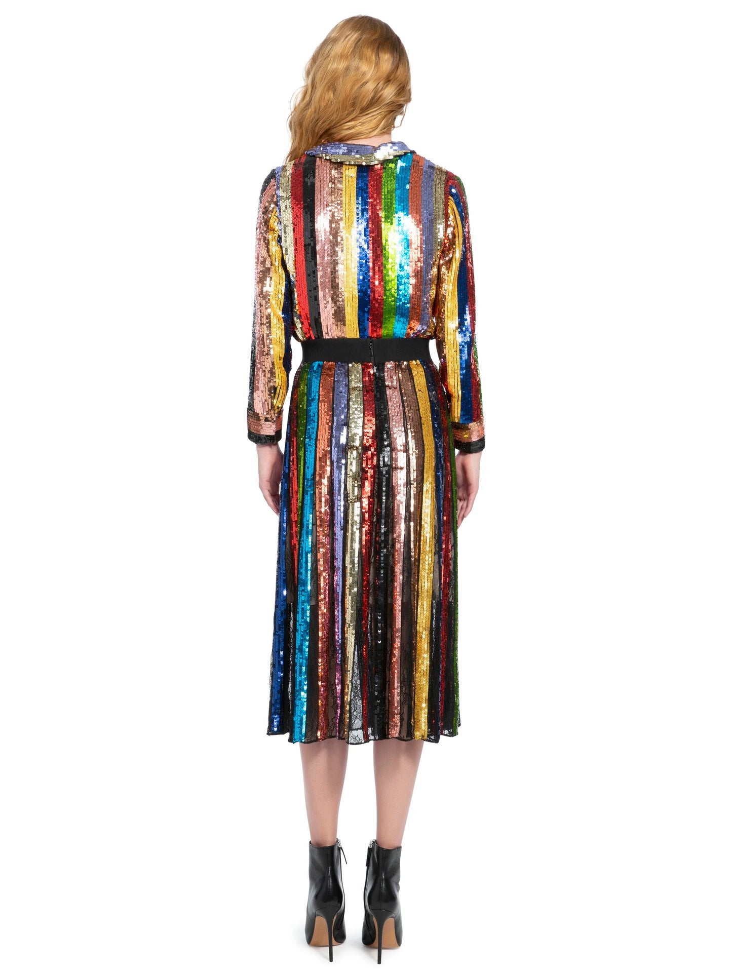 Multikolorowa spódnica maxi w cekinowe pionowe pasy