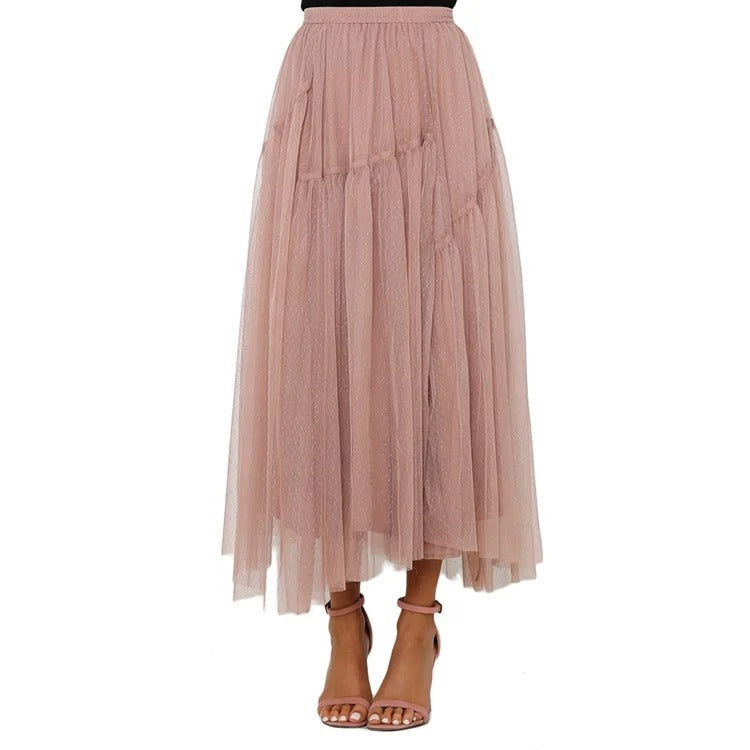 Spódnica maxi z tiulu w kolorze pudrowego różu