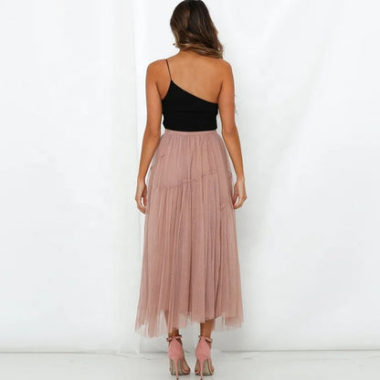 Spódnica maxi z tiulu w kolorze pudrowego różu