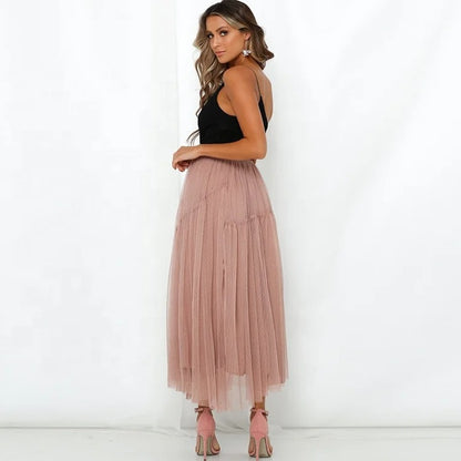 Spódnica maxi z tiulu w kolorze pudrowego różu