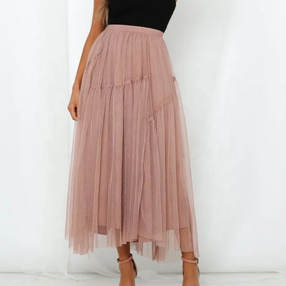 Spódnica maxi z tiulu w kolorze pudrowego różu